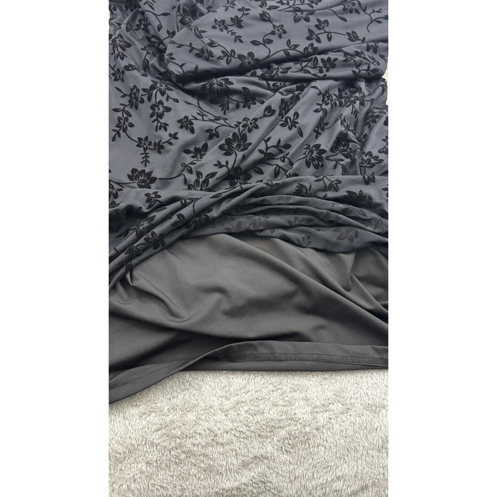 SHEIN Velvet Burnout Sheer Overlay Maxi Dress Womens M Black Floral Whimsigoth - Picture 6 of 15